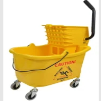 Janico 35 QT Yellow Plastic Side Press Mop Bucket & Wringer – 1/Each