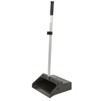 Janico Lobby Dustpan – 10.75x11.75 Inches, 40-Inch Handle – Silver & Black Aluminum/Plastic with Swivel Clip Head (1/Each)