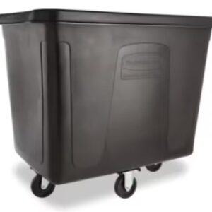 Rubbermaid Commercial Cube Truck, 43.75 x 31 x 37 inches, 16 cu. ft, Black Plastic, FDA-Approved, 1 Unit