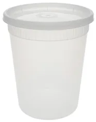 Deli Container Base & Lid Combo With Flat Lid 32  Oz Pp Lldpe Clear Round