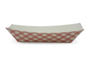 Food tray 3 lb paper red white plaid