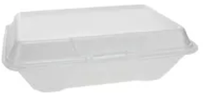 Take-Out Container Hinged 9.19x6.5x2.75 In 3 Foam White Tab -Lock