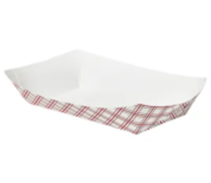 Food tray 5 lb paper red plaid