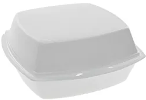 Take-Out Container Hinged Small 6x6x3 In Foam White Tab -Lock