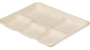 Cafeteria & School Lunch Tray 10x8x1 In 5                                                                         C                   Compartment Pulp Fiber Natural