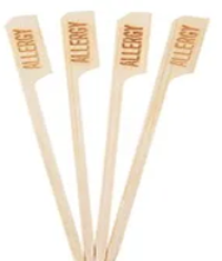 4.5" "allergy" bamboo paddle pick