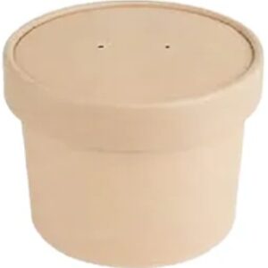 Food Container Base & Lid Combo 12 Oz  Paperboard Kraft Vented