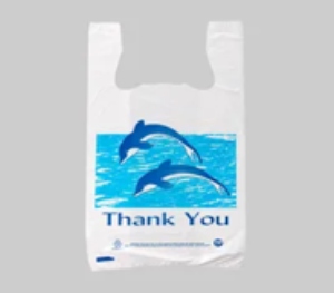 Bag 11.5x6.5x21 in hdpe 13mic white dolphin thank you t-sack