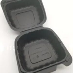 Take-Out Container Hinged 9x9x3 In Mfpp Black Square Vented