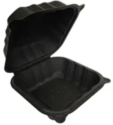 Take-Out Container Hinged 6x6x3.25  In  Mfpp Black Square Freezer Safe/ Microwave Safe