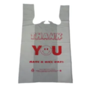 Bag 11.5x6x21 in 1/6 hdpe 11mic white red thank you t-sack