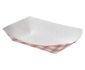 Food tray 1 lb paper red white plaid