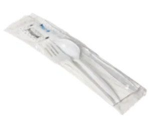6pc cutlery kit pp medium weight with napkin,fork,knife,salt & pepper,soup spoon