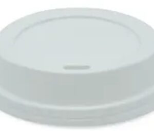 Lid Dome 92 mm Ps White Round For Hot 10 Oz Squat-24 Oz Cup Sip Trough Travel